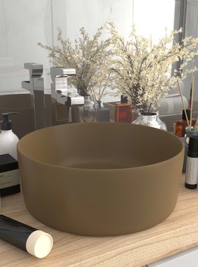 VidaXL Wastafel rond 40x15 cm keramiek mat crème