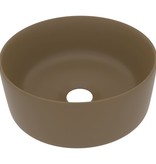 VidaXL Wastafel rond 40x15 cm keramiek mat crème