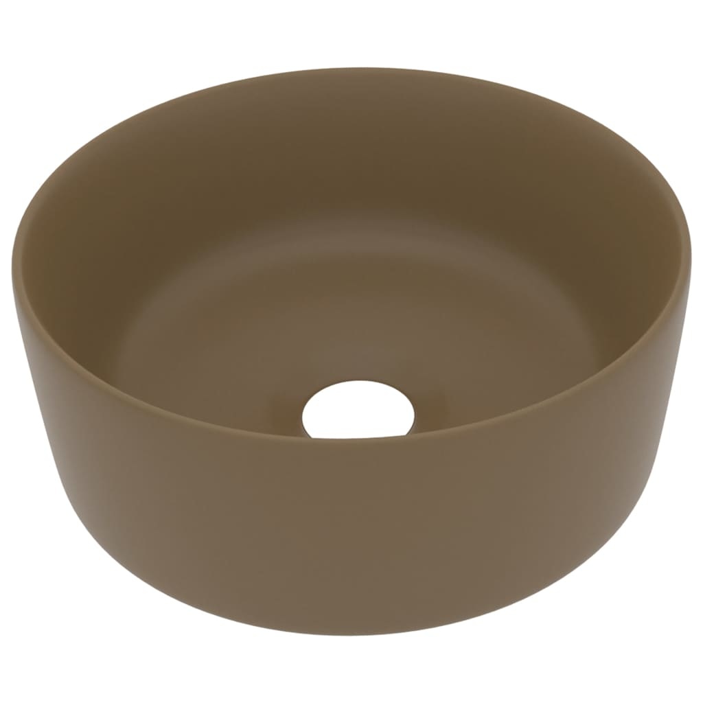 VidaXL Wastafel rond 40x15 cm keramiek mat crème