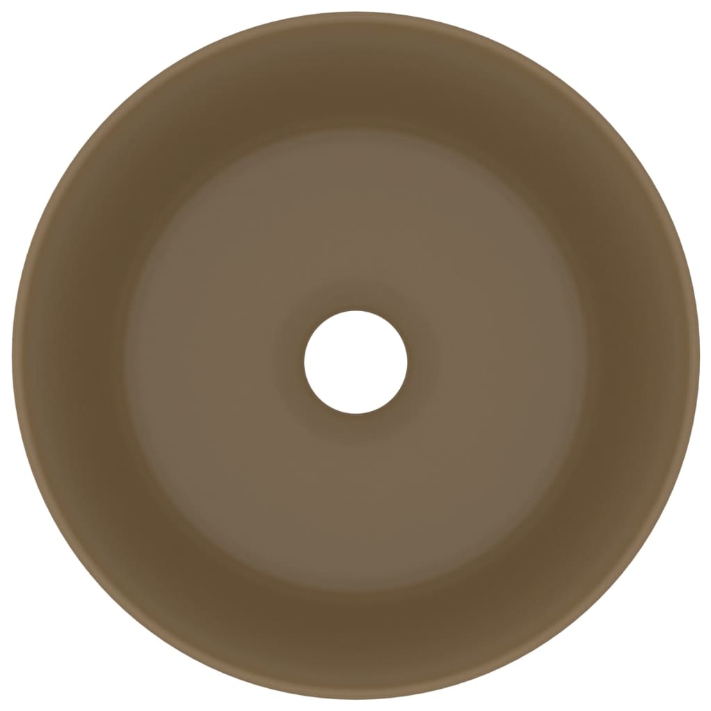 VidaXL Wastafel rond 40x15 cm keramiek mat crème