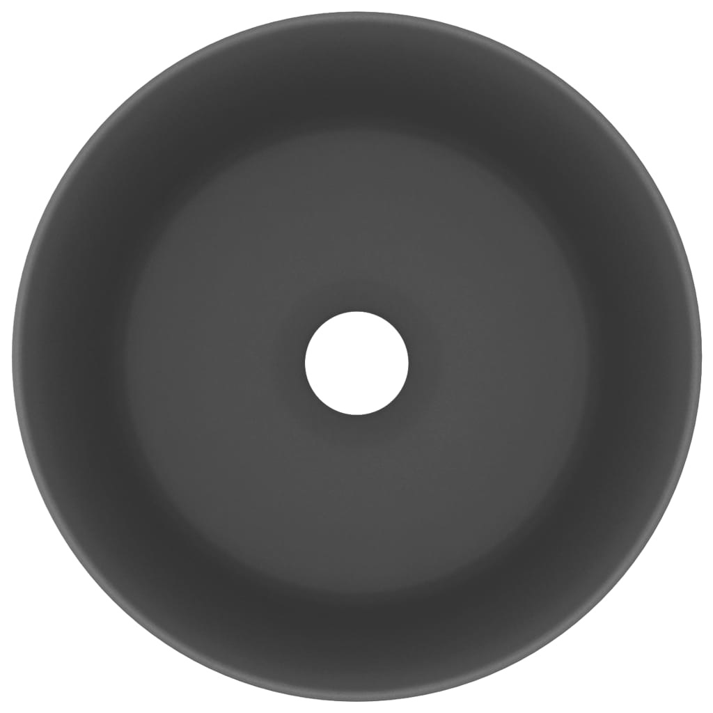 VidaXL Wastafel rond 40x15 cm keramiek mat donkergrijs