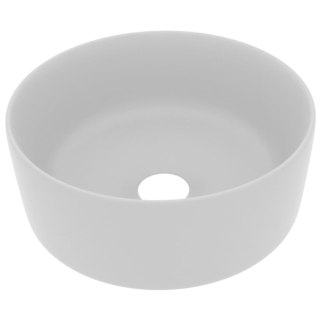 VidaXL Wastafel rond 40x15 cm keramiek mat lichtgrijs