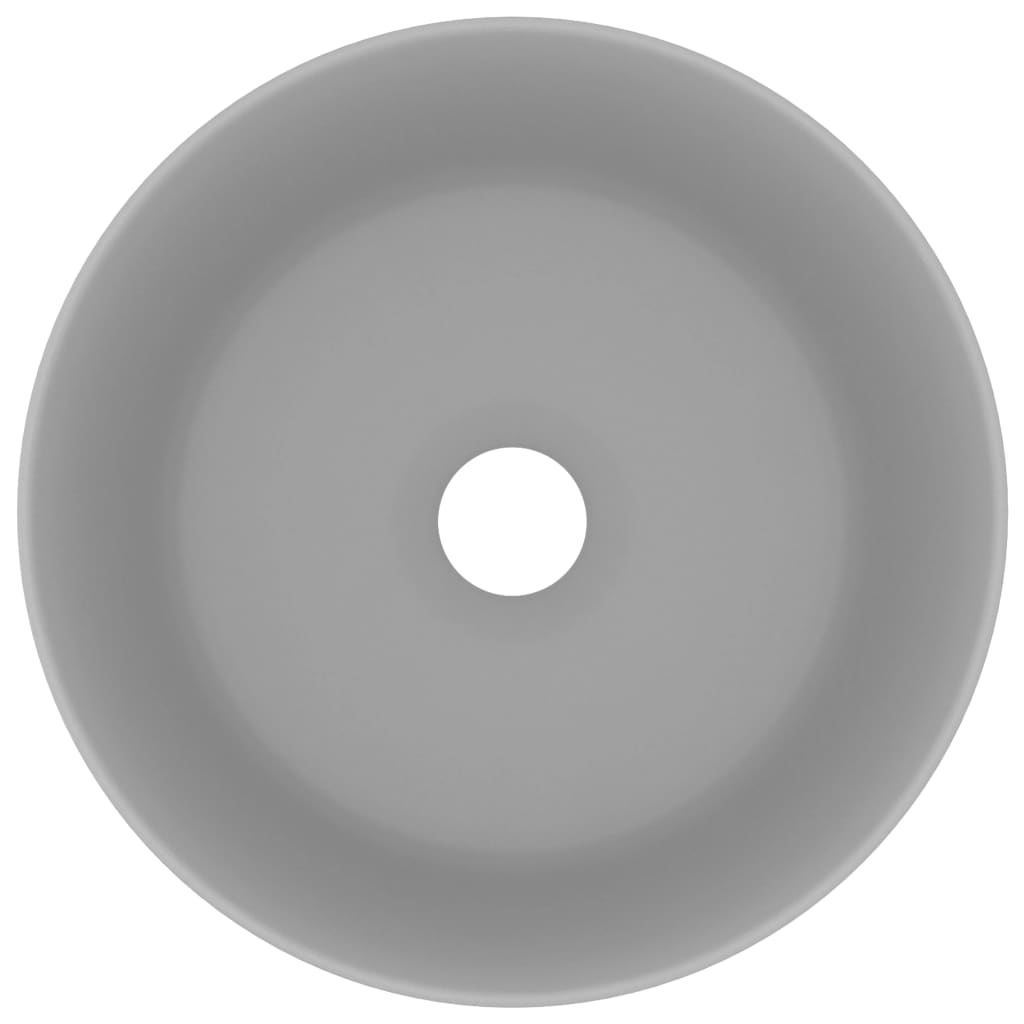 VidaXL Wastafel rond 40x15 cm keramiek mat lichtgrijs