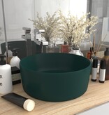 VidaXL Wastafel rond 40x15 cm keramiek mat donkergroen
