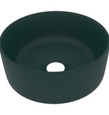 VidaXL Wastafel rond 40x15 cm keramiek mat donkergroen