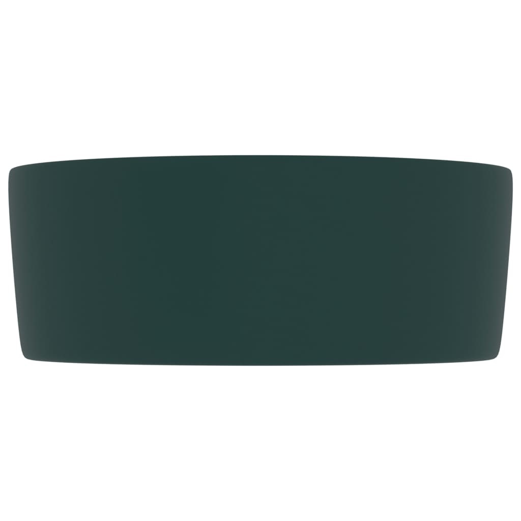 VidaXL Wastafel rond 40x15 cm keramiek mat donkergroen