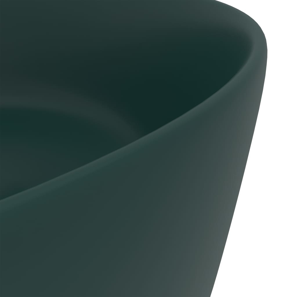 VidaXL Wastafel rond 40x15 cm keramiek mat donkergroen