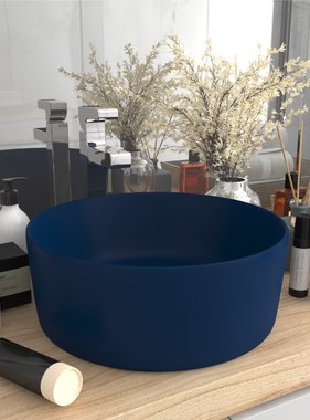 VidaXL Wastafel rond 40x15 cm keramiek mat donkerblauw