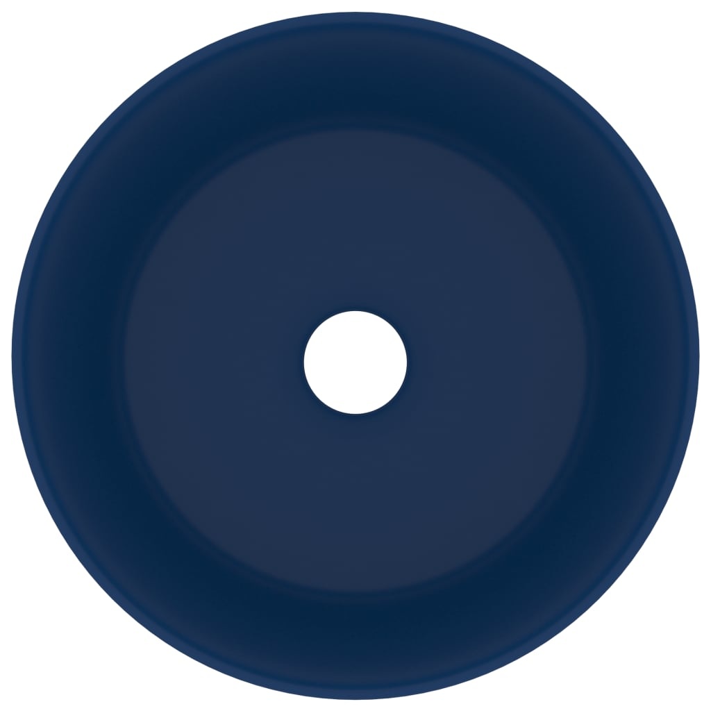 VidaXL Wastafel rond 40x15 cm keramiek mat donkerblauw