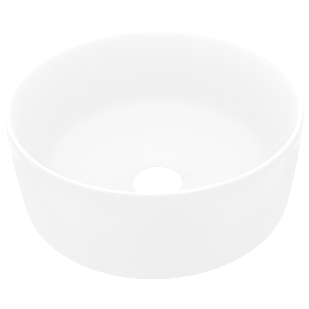 VidaXL Wastafel rond 40x15 cm keramiek matwit