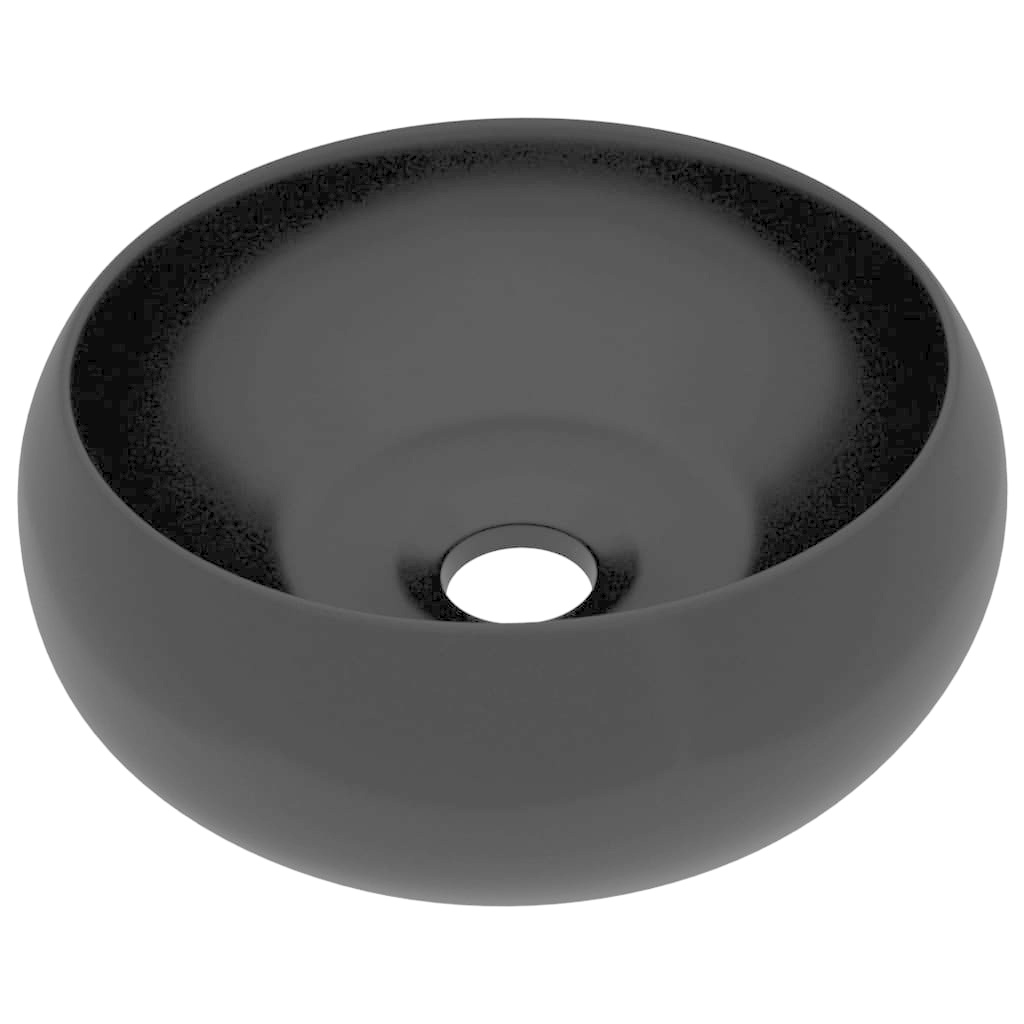 VidaXL Wastafel rond 40x15 cm keramiek matzwart