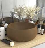 VidaXL Wastafel rond 40x15 cm keramiek mat crème