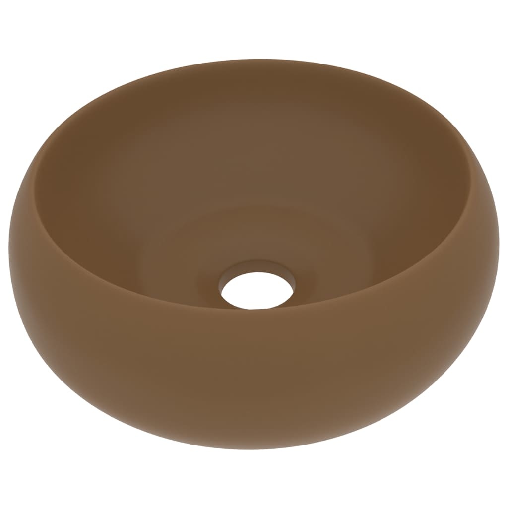 VidaXL Wastafel rond 40x15 cm keramiek mat crème
