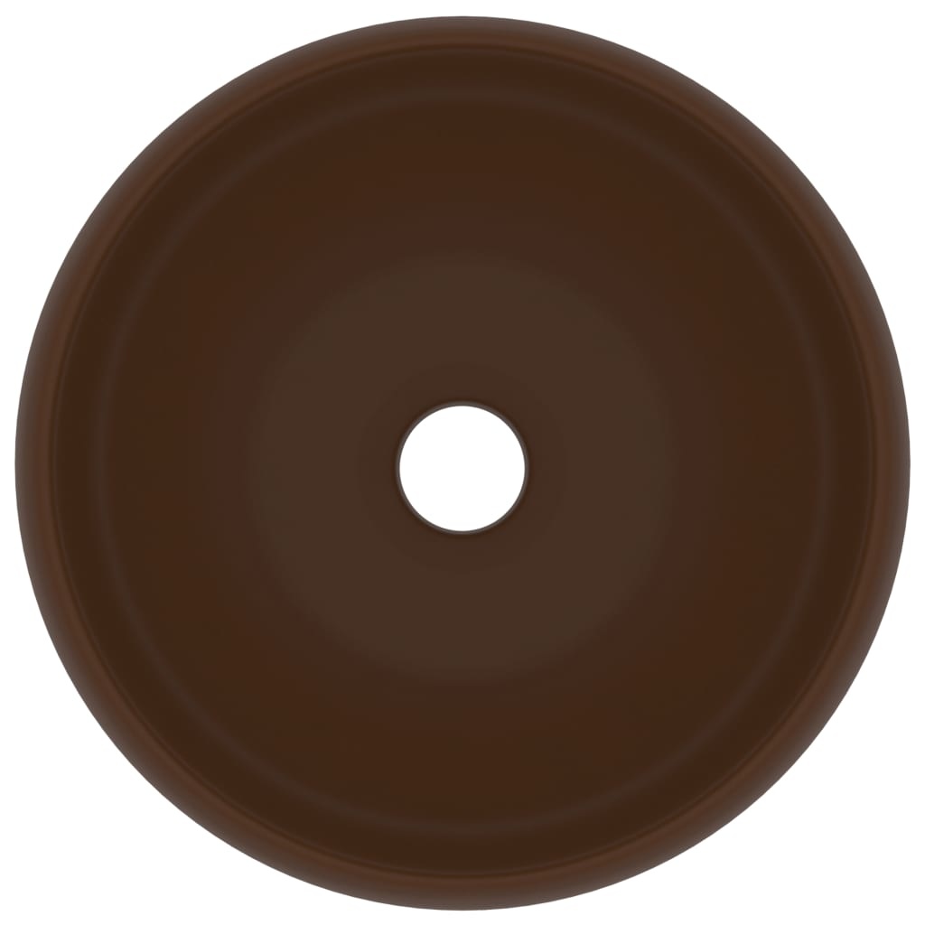 VidaXL Wastafel rond 40x15 cm keramiek mat donkerbruin