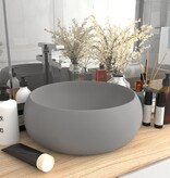 VidaXL Wastafel rond 40x15 cm keramiek mat lichtgrijs