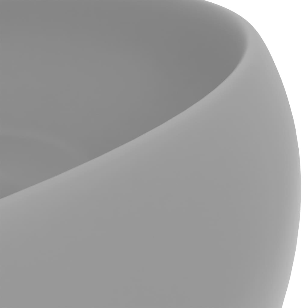 VidaXL Wastafel rond 40x15 cm keramiek mat lichtgrijs