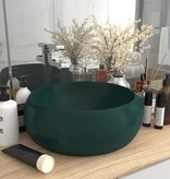 VidaXL Wastafel rond 40x15 cm keramiek mat donkergroen