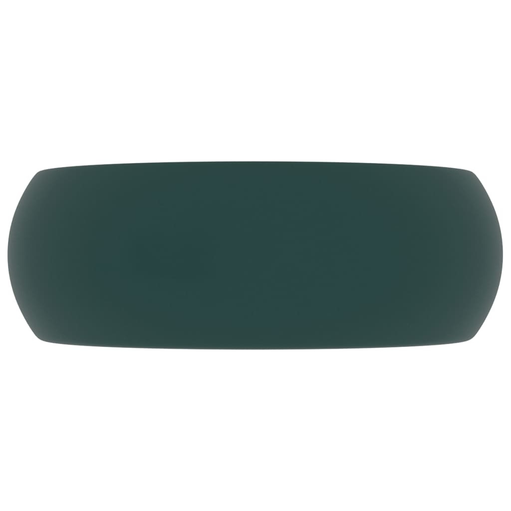 VidaXL Wastafel rond 40x15 cm keramiek mat donkergroen