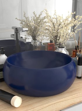 VidaXL Wastafel rond 40x15 cm keramiek mat donkerblauw