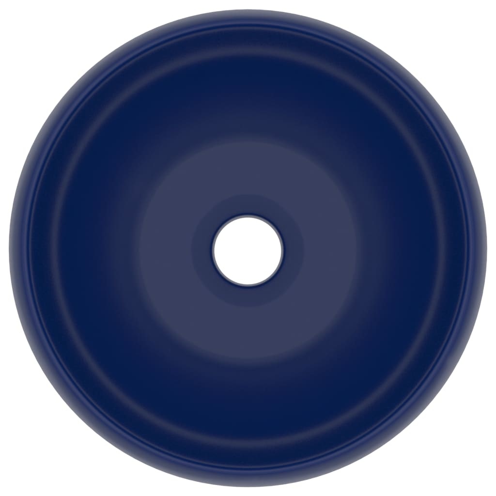 VidaXL Wastafel rond 40x15 cm keramiek mat donkerblauw