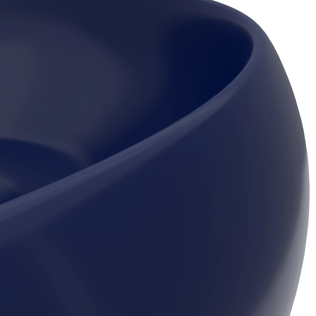 VidaXL Wastafel rond 40x15 cm keramiek mat donkerblauw