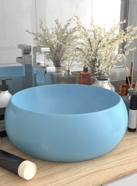 VidaXL Wastafel rond 40x15 cm keramiek mat lichtblauw