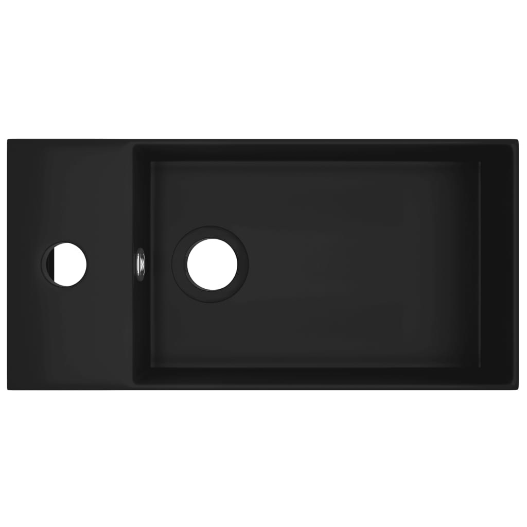 VidaXL Wastafel met overloop keramiek matzwart