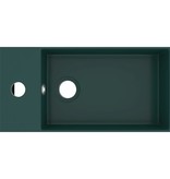 VidaXL Wastafel wandmontage met overloop keramiek donkergroen