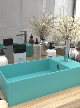 VidaXL Wastafel wandmontage met overloop keramiek lichtgroen