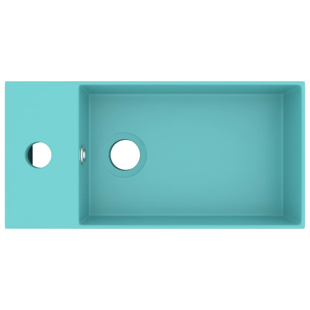 VidaXL Wastafel wandmontage met overloop keramiek lichtgroen