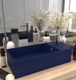 VidaXL Wastafel wandmontage met overloop keramiek donkerblauw