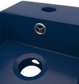 VidaXL Wastafel wandmontage met overloop keramiek donkerblauw
