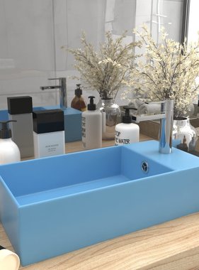 VidaXL Wastafel wandmontage met overloop keramiek lichtblauw
