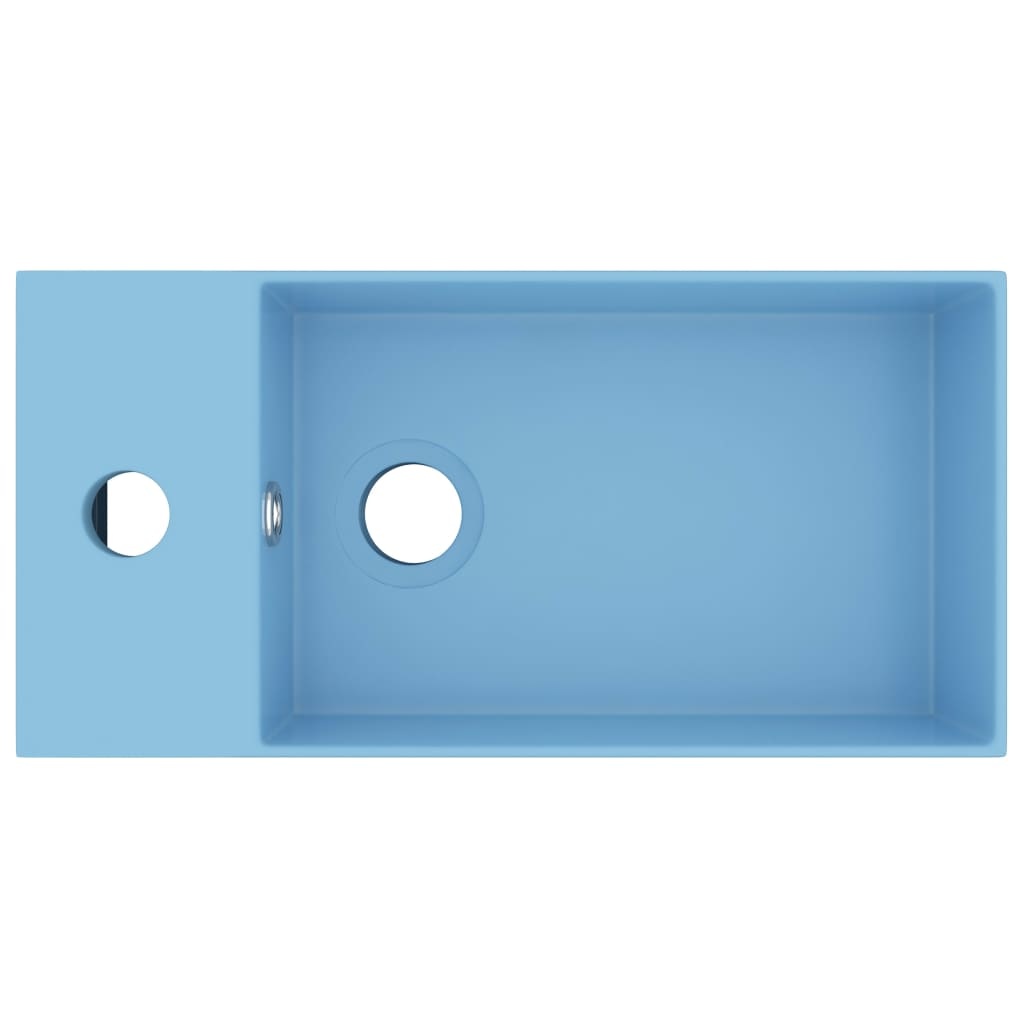 VidaXL Wastafel wandmontage met overloop keramiek lichtblauw