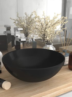VidaXL Wastafel rond keramiek matzwart