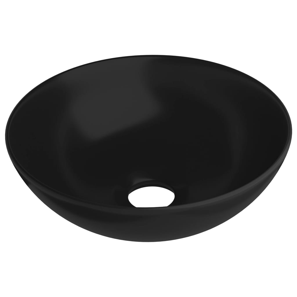 VidaXL Wastafel rond keramiek matzwart