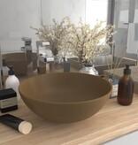 VidaXL Wastafel rond keramiek mat crème