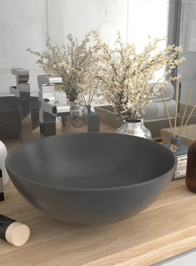 VidaXL Wastafel rond keramiek donkergrijs