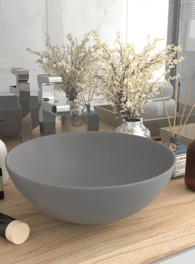 VidaXL Wastafel rond keramiek lichtgrijs