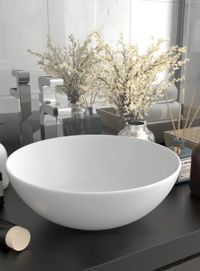 VidaXL Wastafel rond keramiek matwit