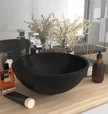 VidaXL Wastafel rond 32,5x14 cm keramiek matzwart