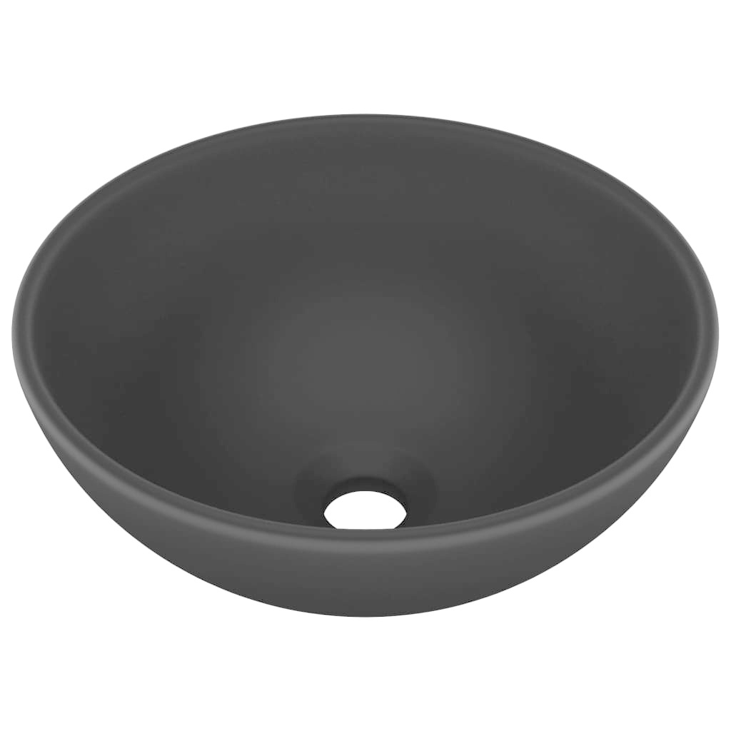 VidaXL Wastafel rond 32,5x14 cm keramiek matzwart