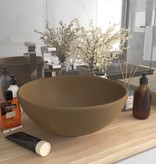 VidaXL Wastafel rond 32,5x14 cm keramiek matcrème