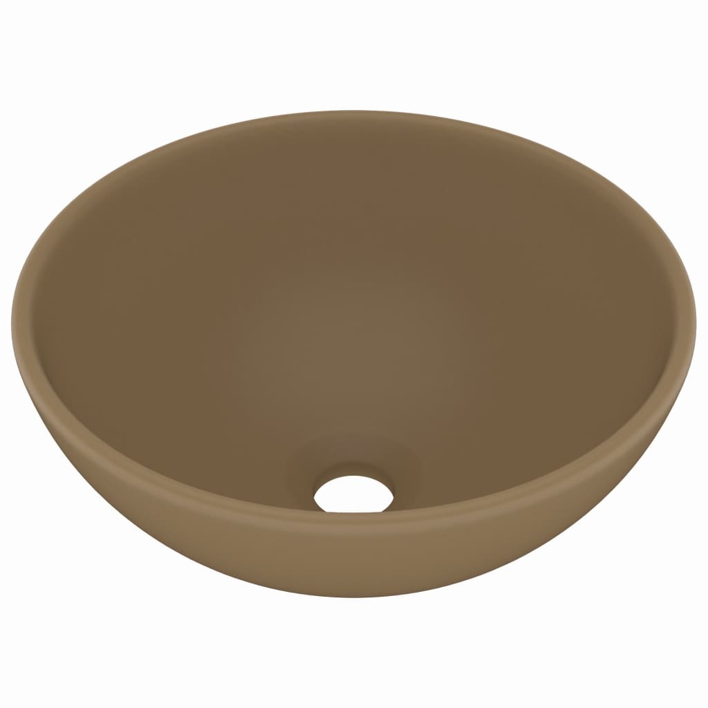 VidaXL Wastafel rond 32,5x14 cm keramiek matcrème