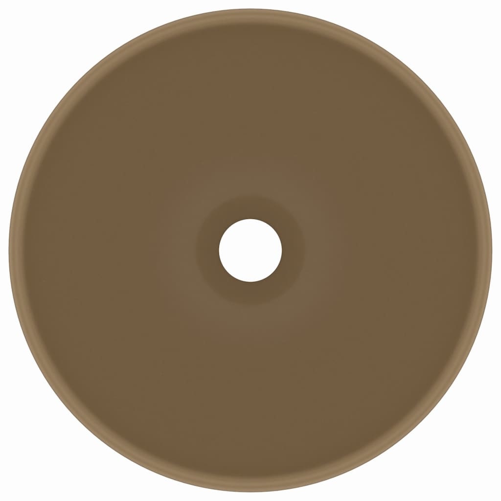 VidaXL Wastafel rond 32,5x14 cm keramiek matcrème