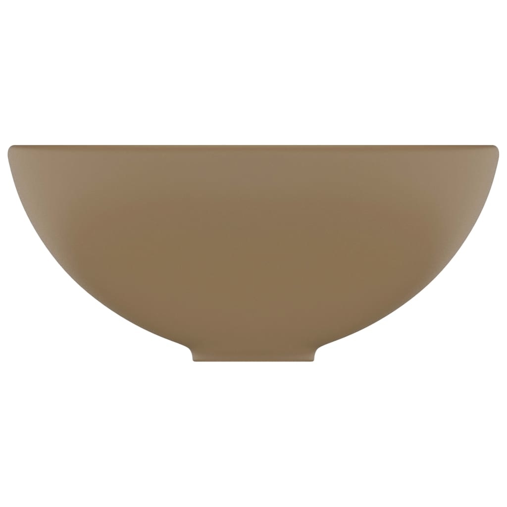 VidaXL Wastafel rond 32,5x14 cm keramiek matcrème