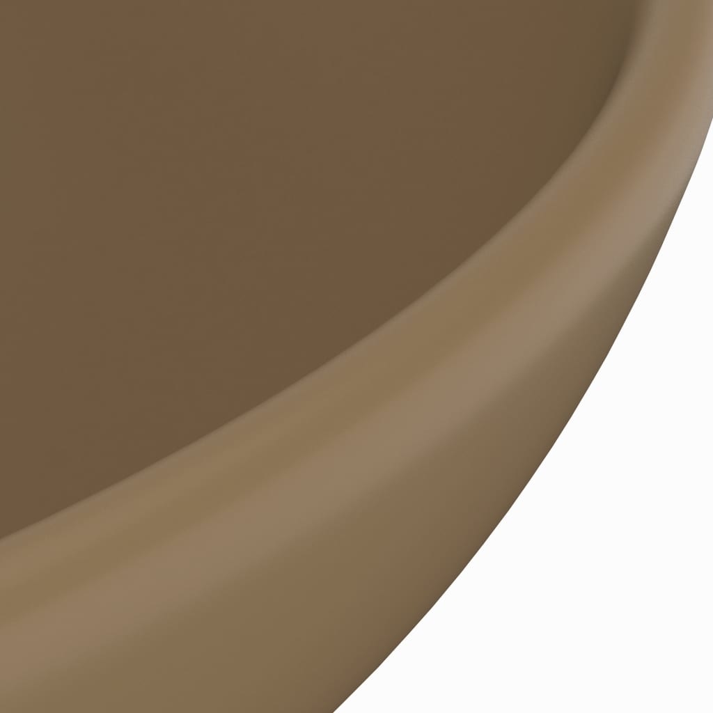 VidaXL Wastafel rond 32,5x14 cm keramiek matcrème