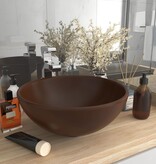 VidaXL Wastafel rond 32,5x14 cm keramiek mat donkerbruin