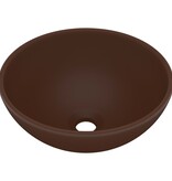 VidaXL Wastafel rond 32,5x14 cm keramiek mat donkerbruin