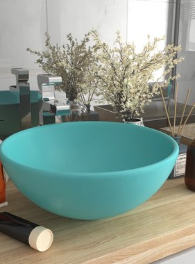 VidaXL Wastafel rond 32,5x14 cm keramiek mat lichtgroen